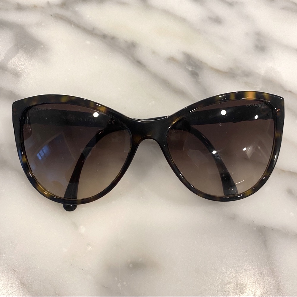 Chanel Brown Havana Ch 5281-q C.714/S5 58mm Leather Bow Gradient Lens Sunglasses